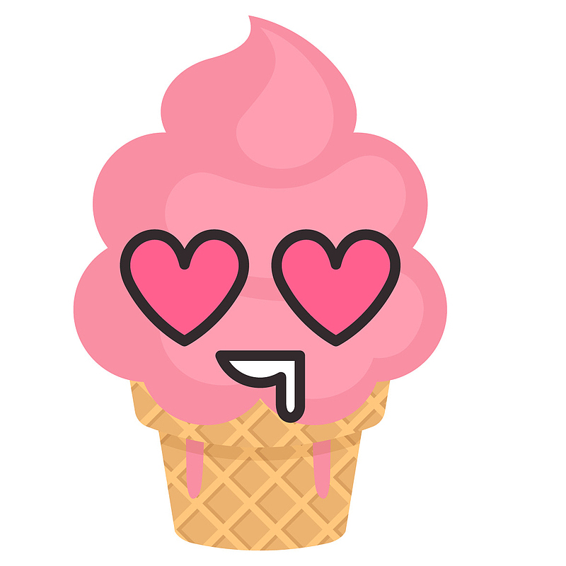 粉色冰淇淋的桃心眼