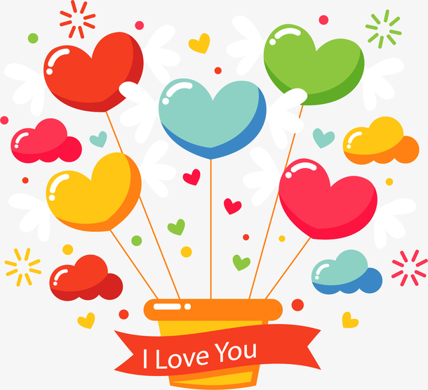 矢量手绘心形气球