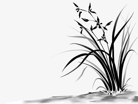 水墨小草植物简图png水墨水草png简笔小草叶子植物png淡色小清新文艺