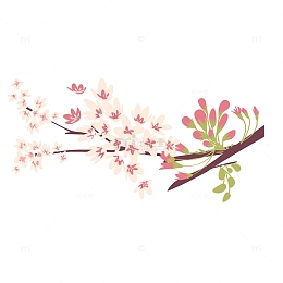 春天花开植物花卉花环海棠花矢量