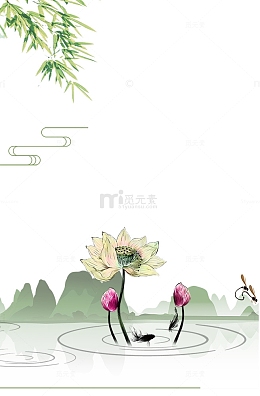 二十四节气之荷花与叶子主题边框