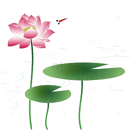 矢量手绘夏日荷花插画素材