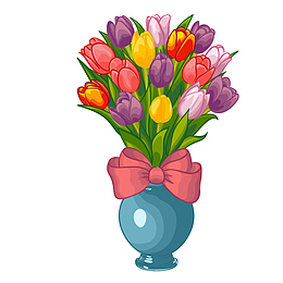 春季郁金香插花矢量