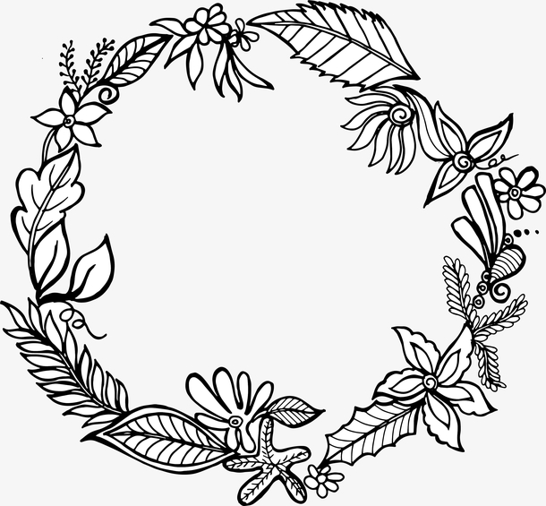 手绘植物装饰相框