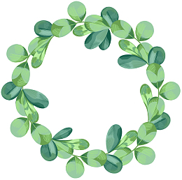 手绘绿色植物叶子边框免抠图
