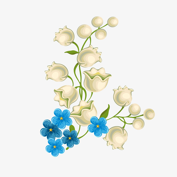 蓝色风铃花植物矢量图