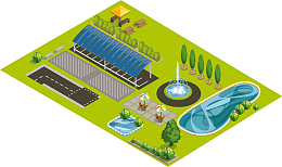 绿色创意城市规划卡通插画