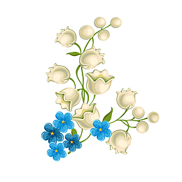 蓝色风铃花植物矢量图