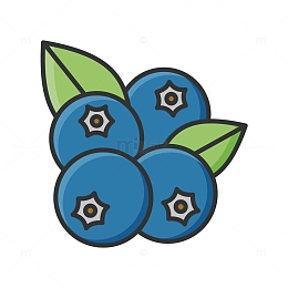 蓝色圆形蓝莓水果元素