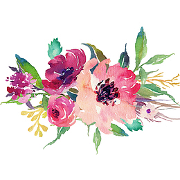 彩色花朵手绘彩色水彩花朵矢量素