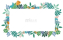 小清新手绘花环边框免抠系列