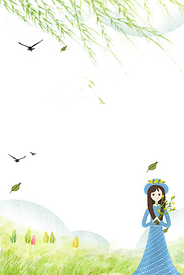 二十四节气之春分小女孩与春天景