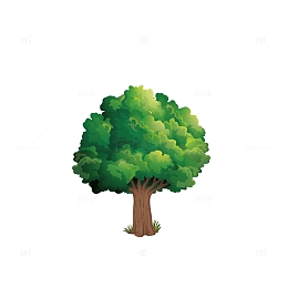 矢量手绘绿色植树节大树