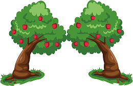 手绘苹果树矢量图