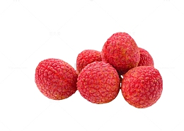 红色一堆的新鲜荔枝实物