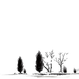水墨树木