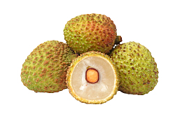 绿色剥开核小的新鲜荔枝实物