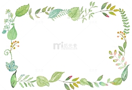 小清新水彩花环边框免抠系列