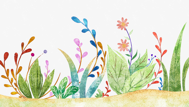 手绘水彩插图文艺风清新植物插图
