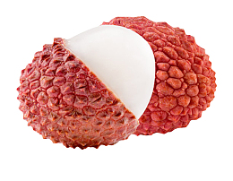 红色新鲜剥开外壳的荔枝实物