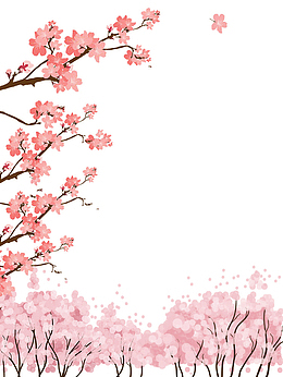 春季粉色樱花主题装饰边框