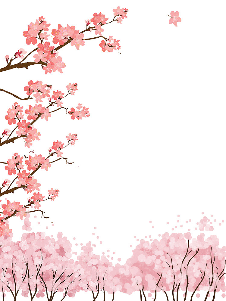 春季粉色樱花主题装饰边框