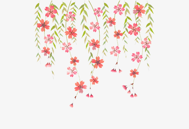 手绘彩色柳条素材