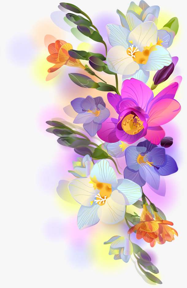 红色花朵植物矢量图