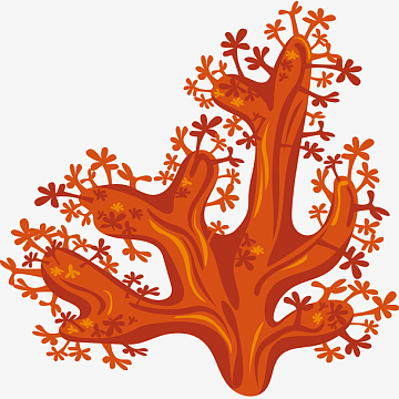 卡通红珊瑚矢量插画