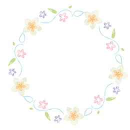 水彩手绘植物叶子花朵圆形边框