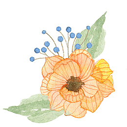 黄色花朵水彩彩绘花卉花朵装饰矢