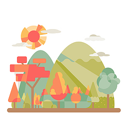 创意郊外山林风景矢量