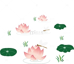粉色荷花卡通插画