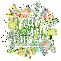 创意仙人掌边框和字母