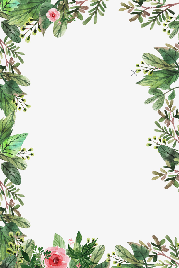 手绘清新文艺夏日植物风景边框插