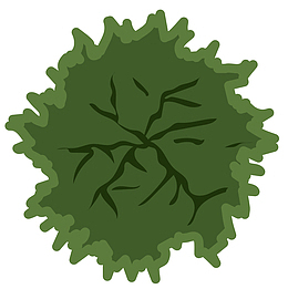 墨绿色矢量卡通植物俯视图