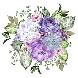 手绘美丽花环花簇