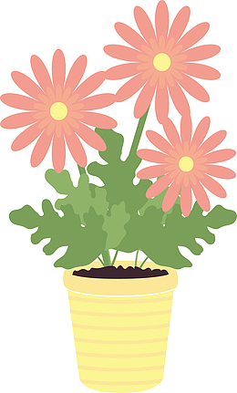 扁平花绿色手绘卡通素材