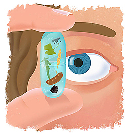 盯着植物装饰品的人手绘PNG