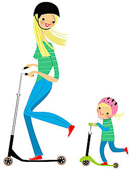 一起运动的母女装饰PNG