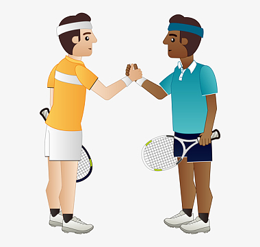 手绘卡通打羽毛球人物