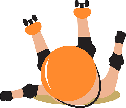 卡通轮滑摔倒小人