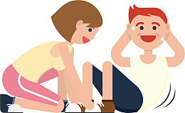 卡通锻炼仰卧起坐男女