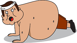 俯卧撑卡通肥胖男孩