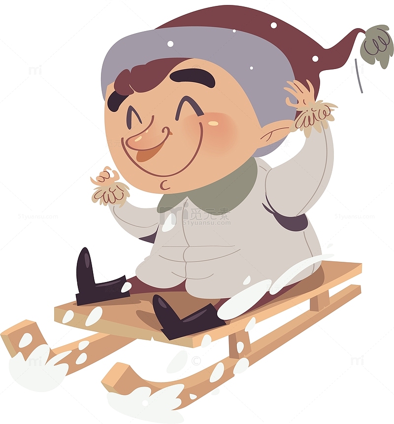 冬天开心的玩雪橇
