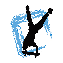 倒立滑板运动剪影