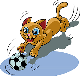 踢足球的猫矢量图