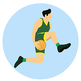 手绘篮球运动员控球素材
