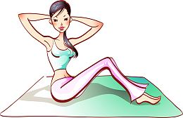 卡通瑜伽运动人物