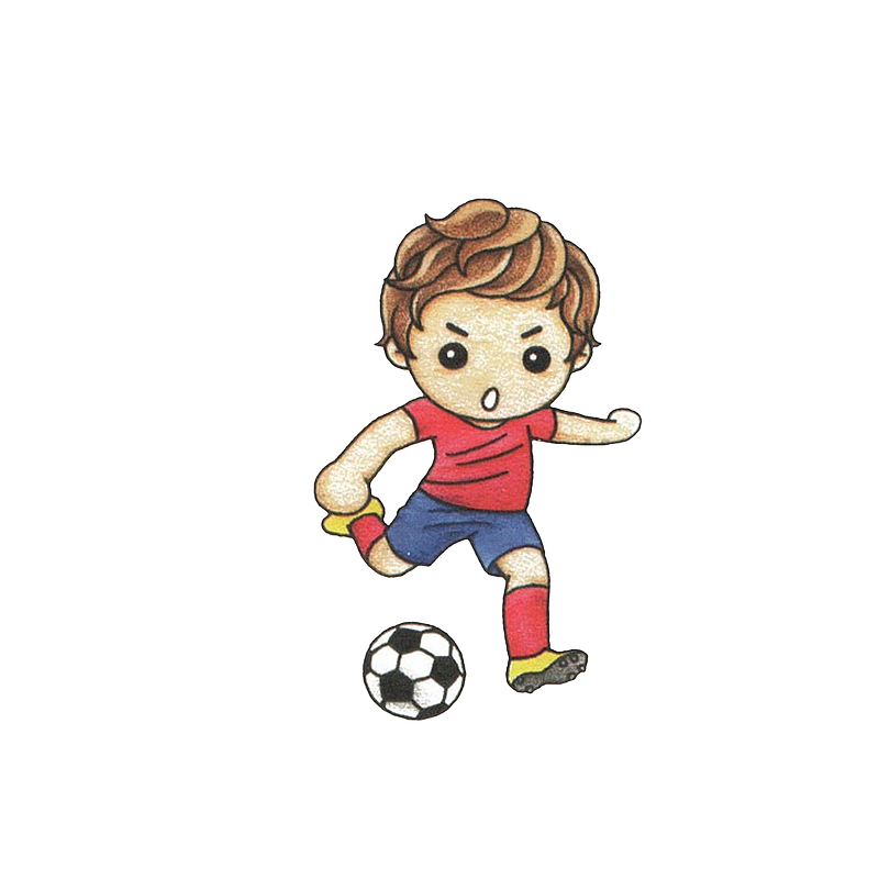 卡通踢球的小男孩素材